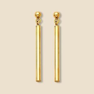 14k Real gold Hanging Bar earrings | Gold earrings | Minimal | Birthday gift |